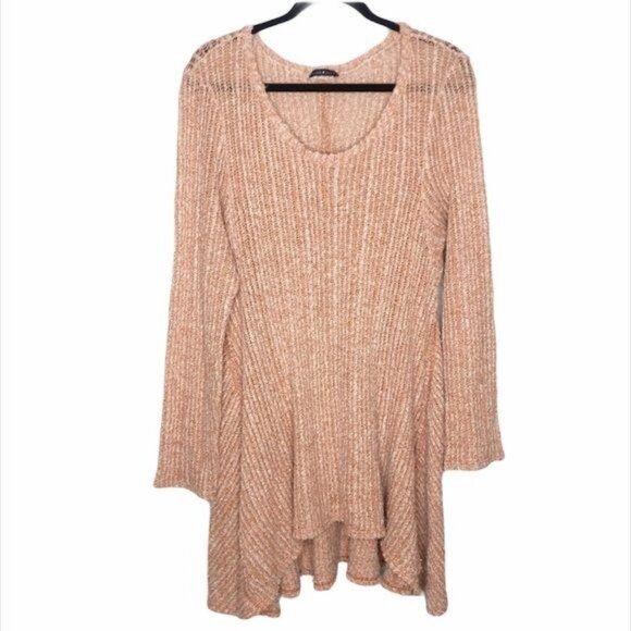 Basil Lola Ribbed knit Asymmetrical High Low Boho Slouchy Sweater Dress Tunic - Picture 1 of 8